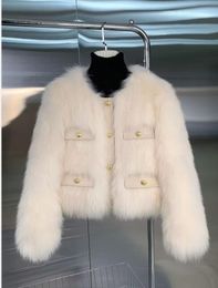 Winter hoge kwaliteit Nertsenjassen Dames Topmode FAUX Fur korte jas Elegante dikke warme bovenkleding nobel nepbont Vrouw streetwear jas