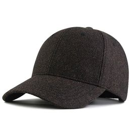 Invierno de alta calidad de lana de gran tamaño gorra de béisbol papá al aire libre fieltro sombrero rayado masculino cálido deporte gorras 5660 cm 6168 cm 240311