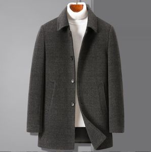 Winter hoogwaardige wollen trenchcoat heren, herenwollen jassen donsvoering dikkere warme jas herenmode donsjack