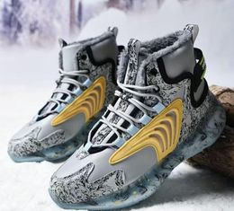 Hoge winterbasketbalschoenen koppels met popcorn en pluche trendy sportschoenen voor heren Yakuda Populaire sneakerswinkel Lokale training Sneakers lokale laars