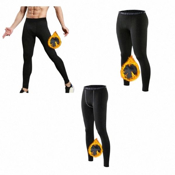 Pantalones para correr de senderismo de invierno para hombres Leggings forrados con forro polar cálido Medias de ciclismo d9ju #