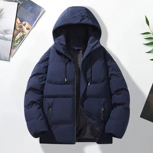 Parkas con capucha de invierno para hombre, Parkas gruesas acolchadas con cremallera y bolsillos con cremallera, abrigo de plumón para gato, Color sólido, manga larga, ropa holgada para hombre 231229