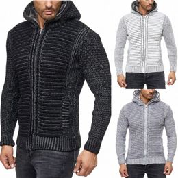 Invierno con capucha cuello sólido calidad de punto marca suéteres masculinos M LXlarge tamaño Fi suéter hombres nueva llegada cardigan B4gN #