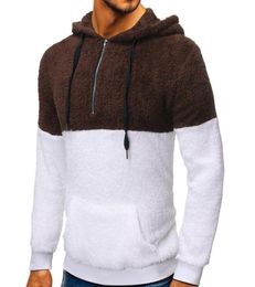 Sherpa-trui met capuchon, heren, pluizig, los, groot formaat hoodies, warme sportkleding, trui met 14 rits, teddyfleece sweatshirt8641328