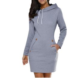 Winter Hoodie Zipper Zwarte Hooded pullover Dames Hoodies Sweatshirts lange hoodie jurk lange mouw sweatshirt sweatshirt sweatshirt femme