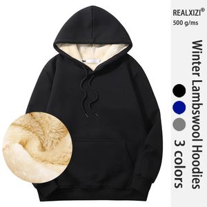 Winter hoodies Dikke warme lambswool hoodie broek mannen sweatshirts merk casual sweatshirt mode thermische winddichte unisex sp 240315