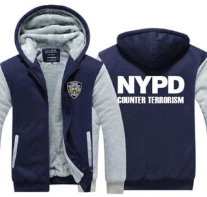 Hoody d'hiver NYPD Département de police de New York hommes Femmes épaissis les sweats à sweats à sweats à sweats à capuche