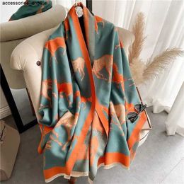 Winter paard dieren sjaal kasjmier dames ontwerp print dikke warme deken sjaal en wikkel Bufanda luxe pashmina stola