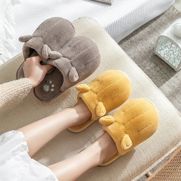 Winter House Femmes Furry Pantoufles Mignon Patte Modèle Chambre Chaud En Peluche Couples Chaussures Antidérapant Intérieur Chaud Fourrure Slipers Pour Femmes Y201026