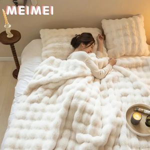 Winterimitatie bont pluche deken Warm Super zachte dekens bedbank deksel