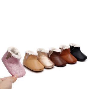 Bottes d'hiver pour bébés garçons et filles, chaudes, couleur unie, fermeture éclair, en coton élastique, semelle souple, chaussures pour tout-petits, G1023