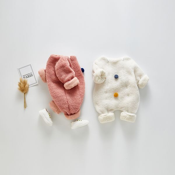 Invierno infantil bebé lindo polar cálido chaqueta mameluco bebé niños niñas bola colorida monos gruesos 201029