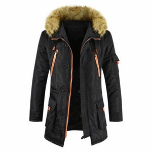 Veste d'hiver 2023 Nouveaux hommes Parka Vêtements Lg Manteau Doublure en laine Veste à capuche Col de fourrure Épais Lâche Manteau décontracté Tenues à la mode F5Gy #