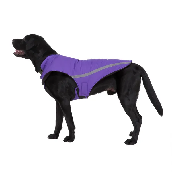 Veste d'hiver pour chiens, doublure en polaire douce, très chaude, manteau pour animaux de compagnie, gilet réfléchissant léger pour chiens de petite, moyenne et grande taille, violet