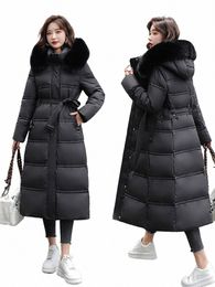 Veste d'hiver en cheveux lourds pour obtenir le tempérament LG de cultiver la moralité, ceinture en duvet, veste rembourrée en coton, manteau féminin Y7e6 #