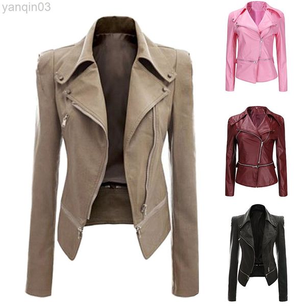Veste d'hiver en cuir pour femme, manteau à la mode, veste courte, style moto, vous rend cool et attrayant, cadeaux parfaits L220801