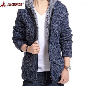 Veste d'hiver Hommes Casual Épais Velours À Capuchon Manteaux De Fourrure Outwear Tricoté Parka Chaud Polaire Pull Parkas1