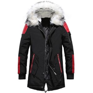 Veste d'hiver hommes fourrure épaisse coupe-vent Long manteau Chaqueta Hombre hommes veste décontractée manteaux d'hiver Bomber en cuir vestes à capuche