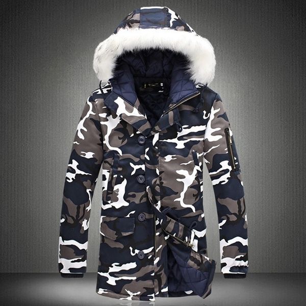 Veste d'hiver Hommes Vente chaude Camouflage Armée Épais Manteau Chaud Parka Manteau Mâle Mode Parkas À Capuchon Hommes M-4XL Plus Taille 201111