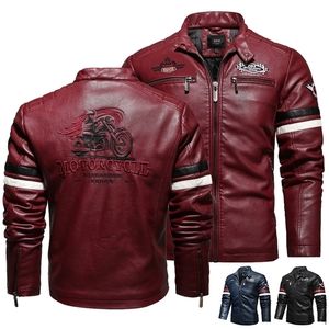 Winter Jacket Men Leather Motorcycle Jacket Borduurwerk Zipperjas Men Mode Streetwear Coat Black Jacket en Coats Man 201127