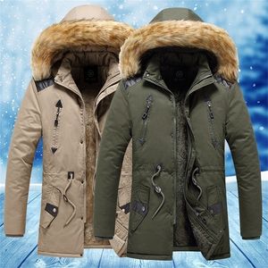 Winterjack Men Lange parka's Dikke jas warm buitenjack Men Men Bont kraag Winddicht winterdik dikke overjas heren jassen 201127