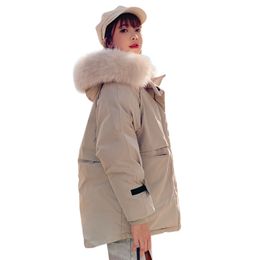 Winterjas Parkas Winter Dames mode grote bont kraag dikke katoenen dikke jas Russische winterjas 201201