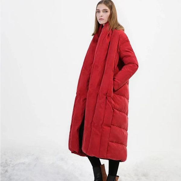 Chaqueta de invierno chaqueta acolchada mujer bohemia negro cuello en V de gran tamaño Patchwork pato abajo chaqueta acolchada invierno