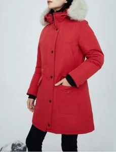 Chaqueta de invierno mujer chaqueta de diseñador de moda abrigo Europa y Estados Unidos nueva chaqueta de plumón para mujer abrigo de invierno chaqueta larga cálida desmontable con capucha estilo rojo z6