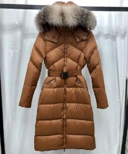 Veste d'hiver Femmes Classique Casual Down Manteaux Styliste Extérieur Chaud Veste À Capuche Grand Col De Fourrure De Renard Parkas Outwear Noir Vert Marron