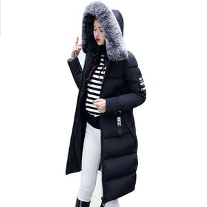 Veste D'hiver Femmes Manteau Épais Long Dames Parka À Capuche Femme Outwear Manteau En Coton Rembourré Parka Hiver Femmes Veste Grande Fourrure S18101504