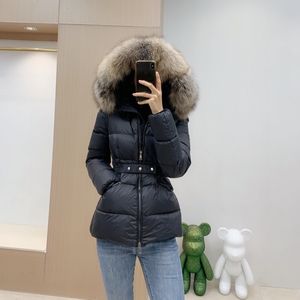 Veste d'hiver Femmes Designer Puffer Veste Courte Manteaux À Capuchon Grande Fourrure Naturelle Dames Vers Le Bas Parkas Mode Survêtement Chaud Femme Vêtements Noir S-M-L-XL Taille