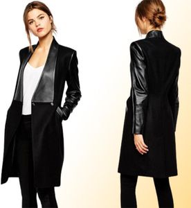 Veste d'hiver Femmes Gagaopt Pu Leather Long Mabet Europestyle Femmes Hiver Mabrer Black Windbreaker pour les femmes vêtements pour femmes1725173