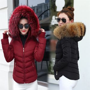 Veste d'hiver Femmes Parkas pour Manteau Mode Femme Doudoune Avec Capuche Grand Col En Fausse Fourrure Manteau 2019 Automne Outwear Dames T200114