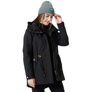 Winterjas Dames 2 stuks Waterdichte Fleece Rijden Windjack Outdoor Warme Gezellige Damesjas 44DN5