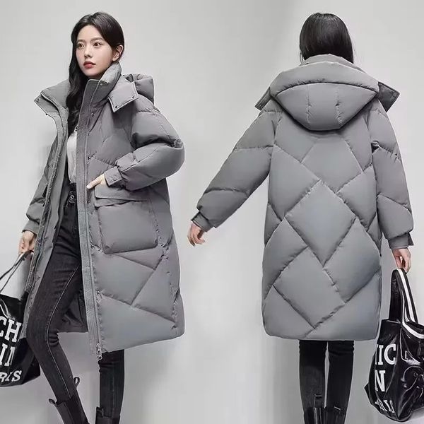 Chaqueta de invierno para mujer, Parkas, abrigo acolchado, chaquetas largas para nieve, Parka acolchada de algodón impermeable con capucha para mujer, prendas de vestir exteriores 240105