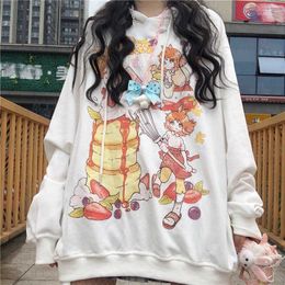 Winter Japanse casual cartoon plus size vrouwelijke kawaii hooded jk zoete losse preppy stijl schattige punk sweatshirt 210608