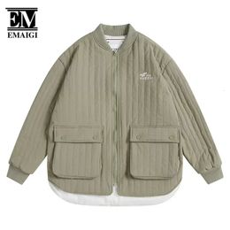 Inverno japonês moda algodão jaqueta masculina mulher streetwear solto vintage acolchoado carga casaco quente roupas 240106