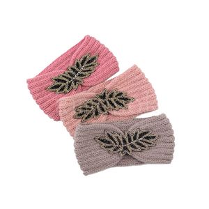 Hiver garder au chaud tricot bandeau femme fil de laine bandeau sports de plein air Yoga chapeaux quinze feuilles bandeau fête faveur DB286