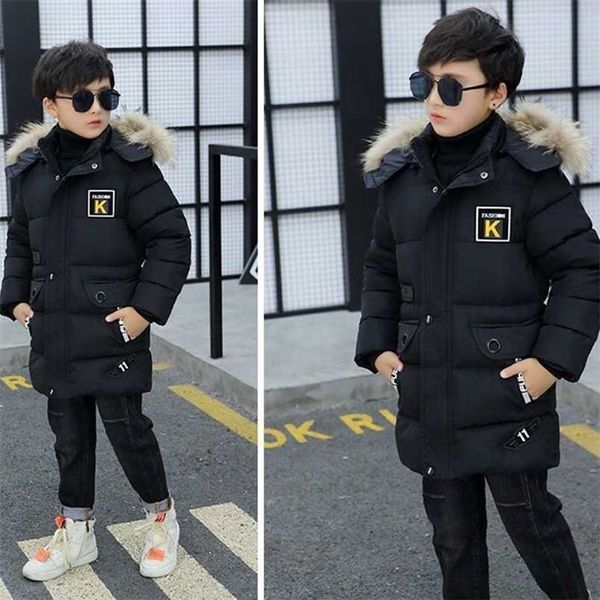 Veste d'hiver pour enfants Boy Park Vêtements pour enfants Garçons à capuche en coton épais -30 degrés HPY002 211203