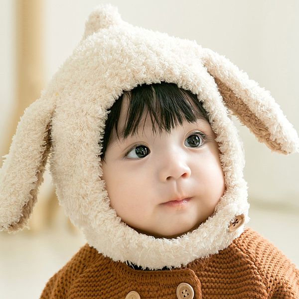 Cagoule d'hiver pour enfants, chapeau en peluche, oreilles de lapin, cache-oreilles pour bébé, protection du cou, une pièce, garde la tête et le visage au chaud, joli rose, rouge, gris, marron, multicolore, 1 à 2 ans