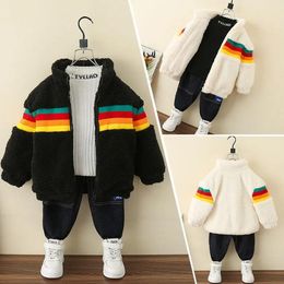 Chaqueta de diseñador para niños de invierno bebé niño niña gruesa Rayas de colores chaquetas de lana abrigo para niños