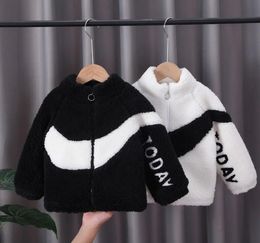 Winter Kids Designer Jacket Baby Boy Girl Fleece Jackets Black White Children Coat