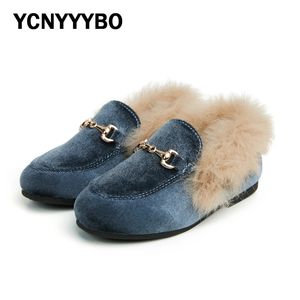 Hiver enfants fourrure princesse chaussures bébé filles velours marque appartements enfants sans lacet chaussures enfant en bas âge robe de mode mocassins garçons mocassin 240125