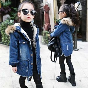 hiver enfants filles veste en jean enfants plus épais velours grand vierge long manteau chaud pour le froid 211204