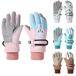 Gants pour enfants d'hiver Gants de ski chaud à cinq doigts Gants pour enfants pour garçons sans glissement pour garçons de neige accessoires de neige 4-12 ans 231221