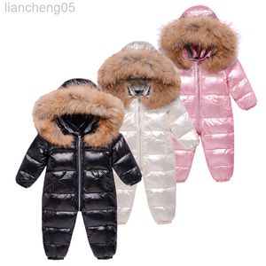 Mono de invierno para niños, mono, traje de esquí grueso para niños, chaqueta de plumón de pato para niñas, traje de nieve para bebés, abrigo de piel de 0 a 3 años L220808