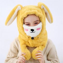 Chapeau d'hiver long avec oreilles de lapin pour enfants, en peluche épaisse et chaude, pour garçons et filles, masque de trappeur, A53123462