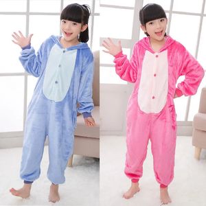 Winter Kids Stitch Onesie Pyjama Kinderen Nachtkleding Jongen Meisje Eenhoorn Panda Kigurumi Anime Een Stuk Pijama Flanel Nachtkleding 240327