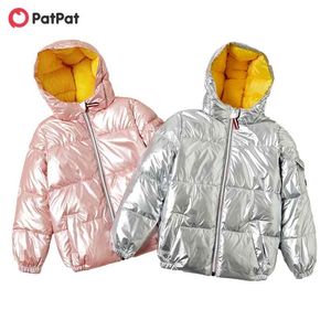 Enfants d'hiver unisexe élégant réfléchissant fermeture éclair à capuche manteau pour enfants vêtements 210528