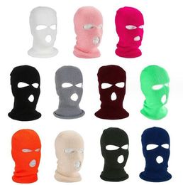 Winter Knit Balaclava Hat Warm Soft 3 Holes Full Face Ski Mask Hat Motorfiets Cycling Hats Fashion Women Men Skiing Cap Headwar